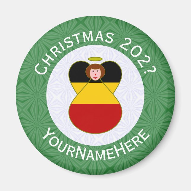 Deutsche Engel-Weihnachtsfahne Personalisiert Magnet (Vorne)