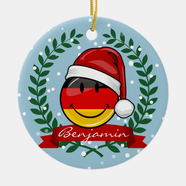 Deutsche Fahne im Weihnachtsstil Keramik Ornament (Vorne)