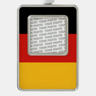 DEUTSCHE FLAGFARBEN + Ihr Foto Rahmen-Ornament Silber