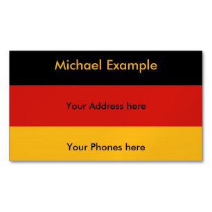 DEUTSCHE FLAGFARBEN + Ihr Text & Ideen Magnetische Visitenkarte