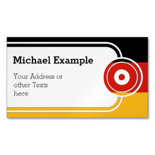 DEUTSCHE FLAGFARBEN + Ihr Text & Ideen Magnetische Visitenkarte