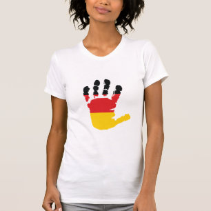 Deutsche Flagge auf einer Hand Damen T-Shirt