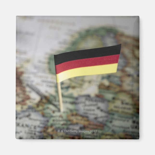 Deutsche Flagge auf Karte Magnet (Vorne)