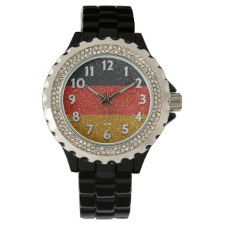 Deutsche Flagge Bling Glitzer Mode Armbanduhr