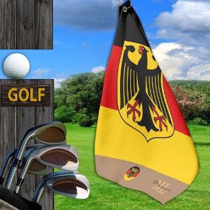 Deutsche Flagge & Deutschland, mit Monogramm Golfh Golfhandtuch