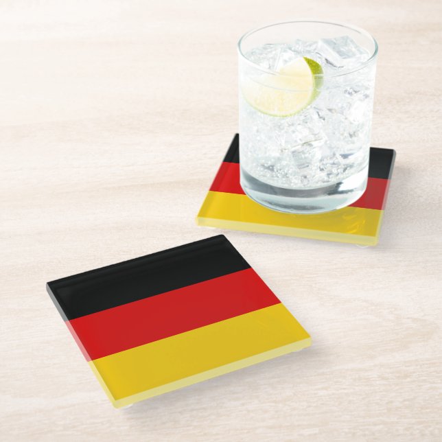 Deutsche Flagge Glasuntersetzer (Schrägansicht)