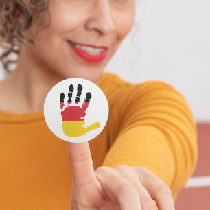 Deutsche Flagge Handabdruck Deutscher Stolz Runder Aufkleber