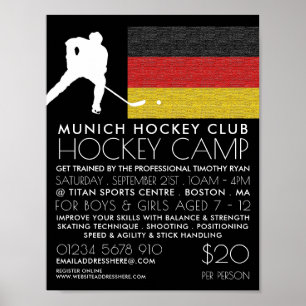 Deutsche Flagge, Hockey-Spieler, Camp-Werbung Poster