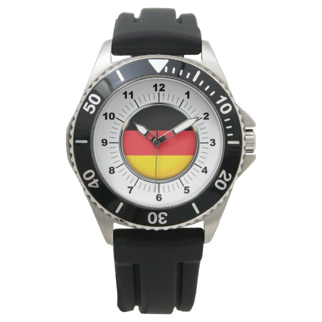 Deutsche Flagge Kronenkralle Schwarzkautschuklatec Armbanduhr (Vorderseite)