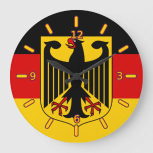Deutsche Flagge mit Wappen-Uhr (mit Zahlen) Große Wanduhr