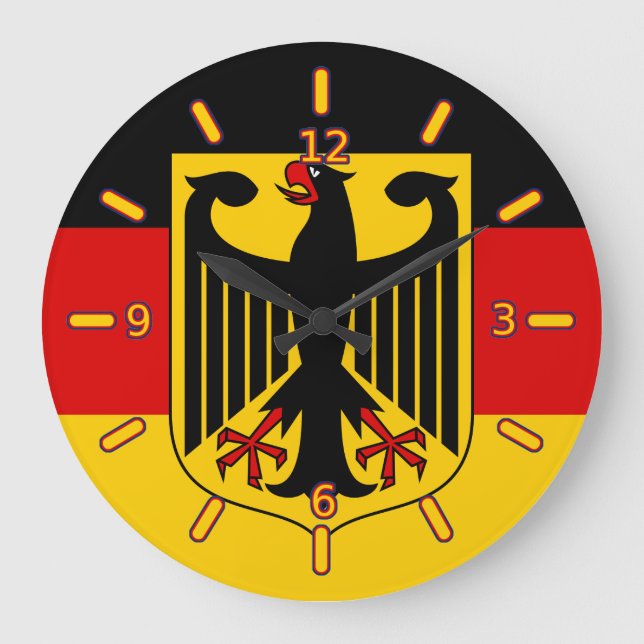 Deutsche Flagge mit Wappen-Uhr (mit Zahlen) Große Wanduhr (Vorderseite)