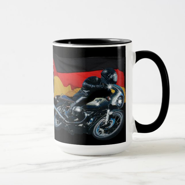 Deutsche Flagge & Motorradfahrer Tasse (Rechts)