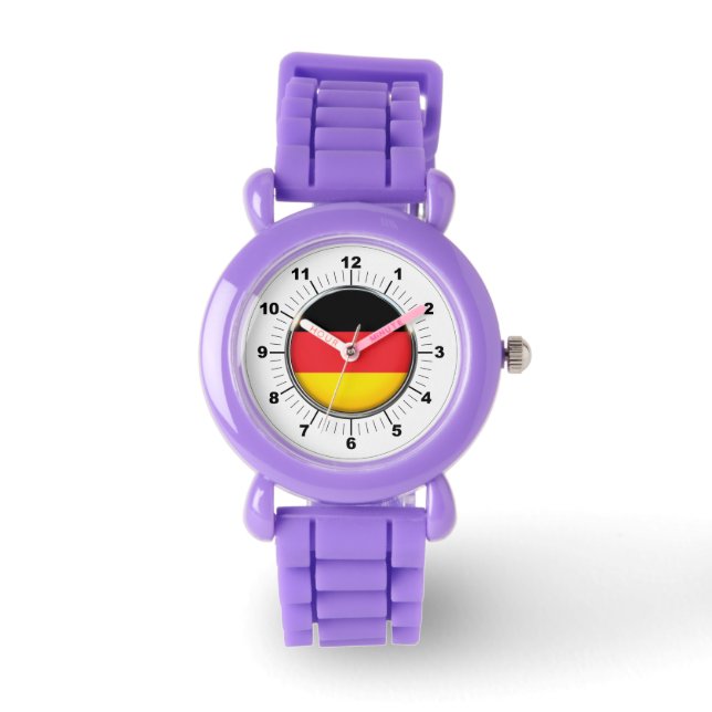 Deutsche Flagge - Roter Glitzer-Strap-Watch Armbanduhr (Vorderseite)