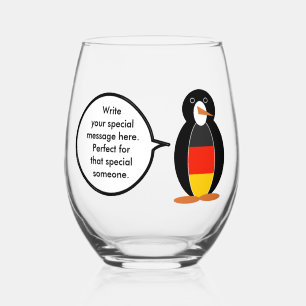 Deutsche Flagge sprechende Ms Penguin Personalisie Weinglas Ohne Stiel