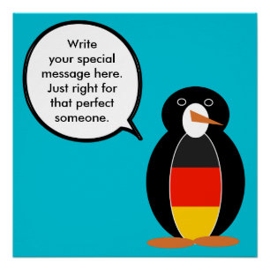 Deutsche Flagge sprechende Ms. Pinguin Personalisi Poster