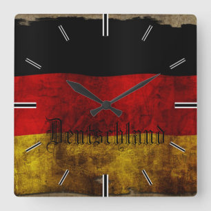 Deutsche Flagge - Vintag... Quadratische Wanduhr