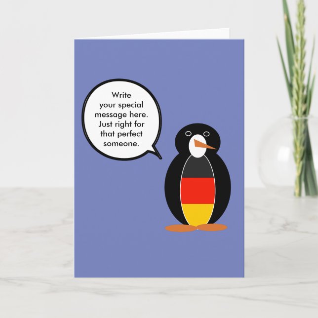 Deutsche Flagge Vortrag Frau Penguin Karte (Vorderseite)