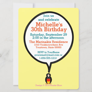 Deutsche Flagge Vortrag Frau Pinguin Party Einladung