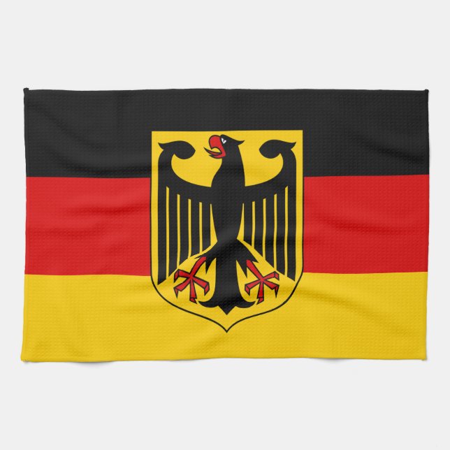 Deutsche Flagge & Wappen, Deutschland/Sportfans Geschirrtuch (Horizontal)
