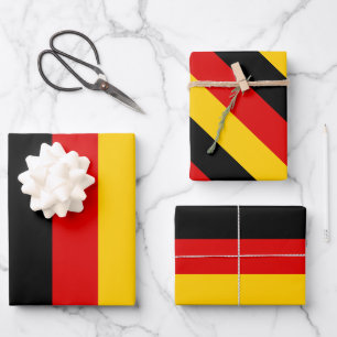 Deutsche Flaggenfarben Schwarzes Gold Umschlagpapi Geschenkpapier Set