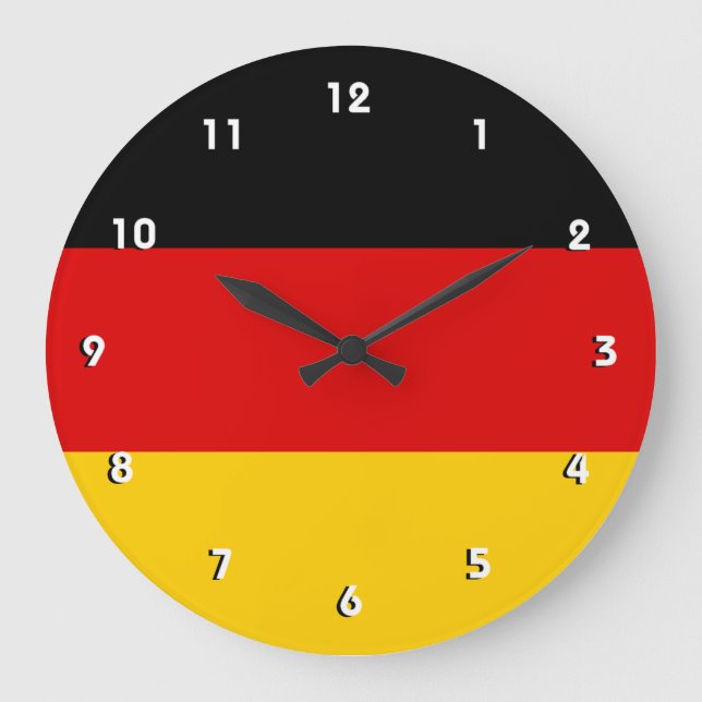 Deutsche Flaggenmauer mit Zahlen Große Wanduhr (Vorderseite)