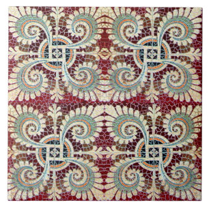 Deutsche Florale Marone Art Nouveau Jugendstil Fliese