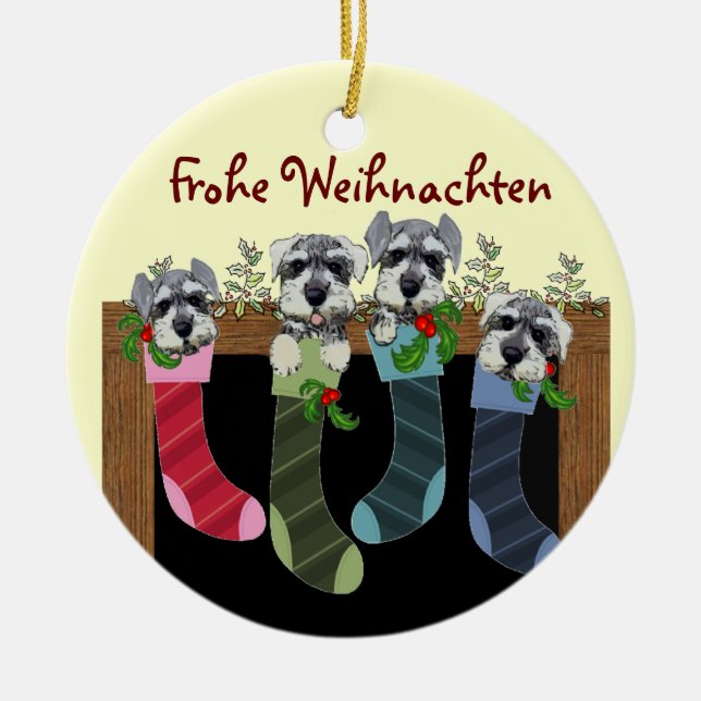 Deutsche frohe Weihnacht-Verzierung Keramik Ornament (Vorne)