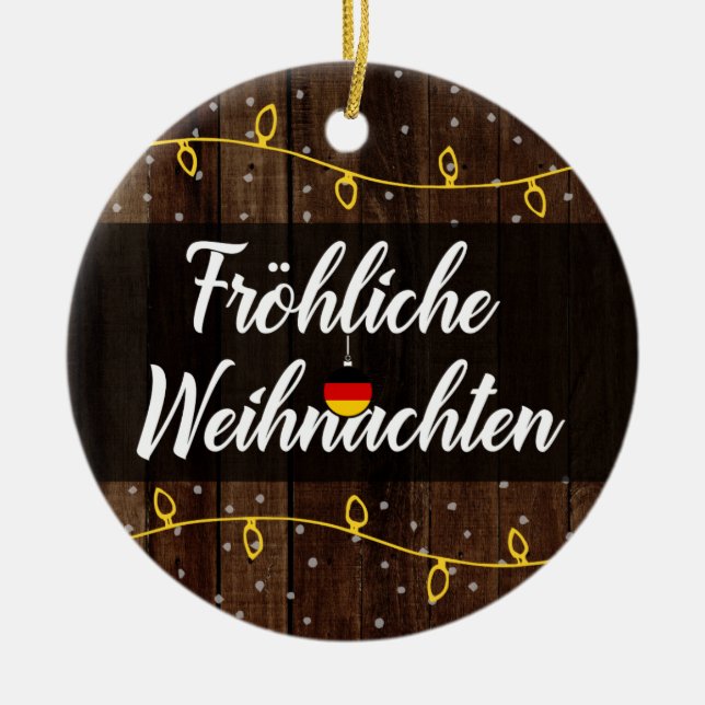 Deutsche frohe Weihnachten, Fröhliche Weihnachten Keramik Ornament (Vorne)