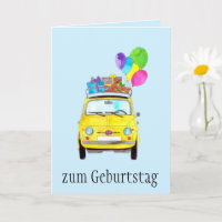 Deutsche Geburtstagskarte Retro Fiat 500