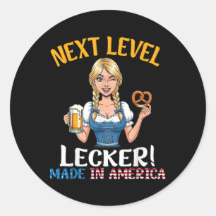 Deutsche Girl Beer Bretzel Nächster Level Lecker h Runder Aufkleber
