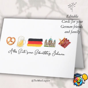 Deutsche Happy Birthday Card,Alles Gute zum Geburt Dankeskarte