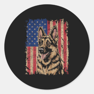 Deutsche Hirte 4. Juli Patriotische USA unabhängig Runder Aufkleber