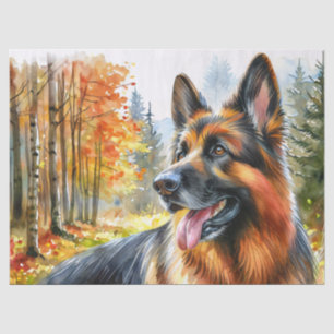 Deutsche Hirte Herbstsaison Wasserfarbe Seidenpapier
