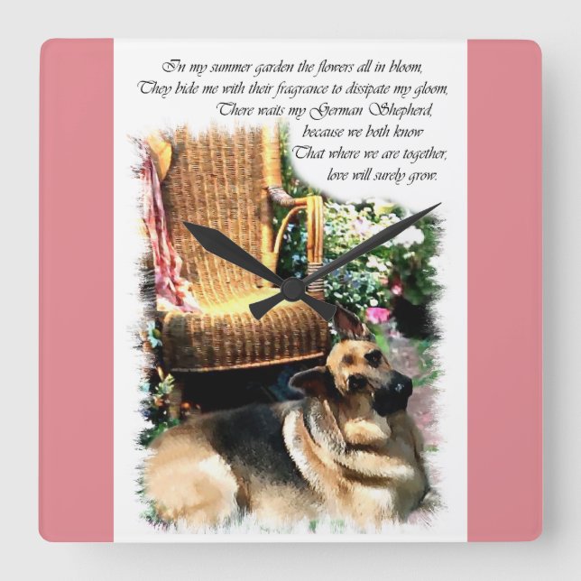 Deutsche Hirte Liebe Geschenke Quadratische Wanduhr (Vorderseite)
