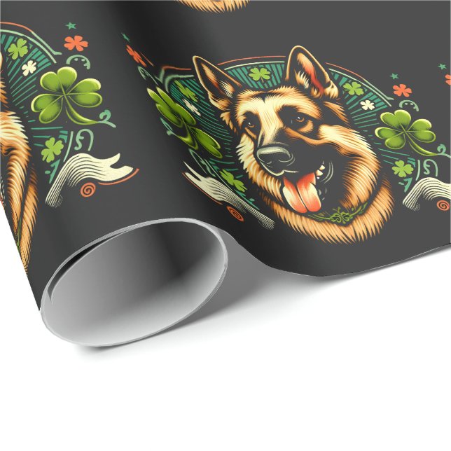 Deutsche Hirte St Patrick's Day Shepherd Dog Gesch Geschenkpapier (Rolleneckpunkt)
