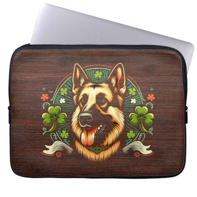 Deutsche Hirte St Patrick's Day Shepherd Dog Gesch Laptopschutzhülle (Vorderseite)
