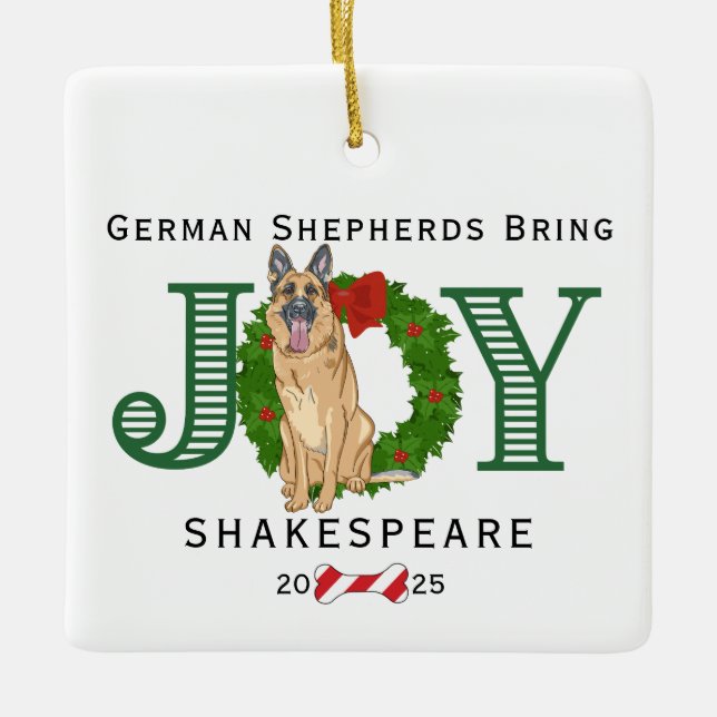 Deutsche Hirten bringen Freude Keramikornament (Vorderseite)