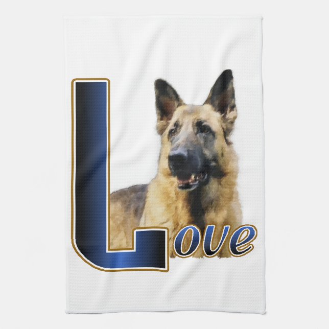 Deutsche Hirten LIEBE Geschenke Geschirrtuch (Vertikal)