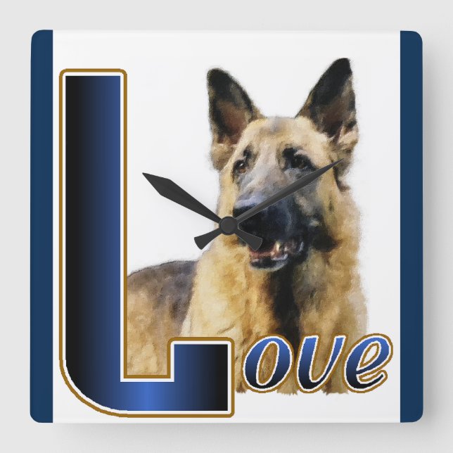 Deutsche Hirten LIEBE Geschenke Quadratische Wanduhr (Vorderseite)