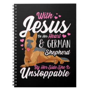 Deutsche Hirten Shirts für Frauen mit Jesus in ihr Notizblock