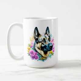 Deutsche Hirtenblume Mama Rosa und Gelbe Blumen Kaffeetasse