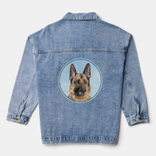 Deutsche Hirtenmalerei - Niedliche Original Hunde- Jeansjacke