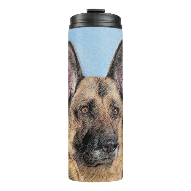 Deutsche Hirtenmalerei - Niedliche Original Hunde- Thermosbecher (Vorderseite)