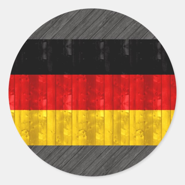 Deutsche Holzflagge Runder Aufkleber (Vorderseite)