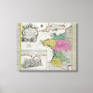 Deutsche Karte, die englische Marineangriffe auf Leinwanddruck