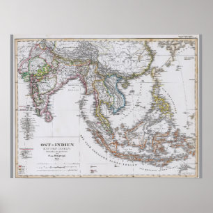Deutsche Karte Südostasiens (1850) Poster
