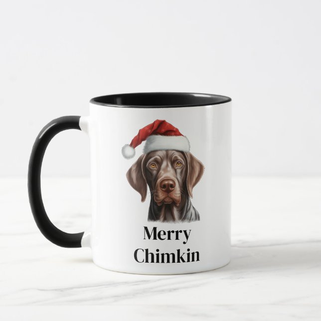 Deutsche Kurze Hair Pointer Weihnachtsmannmütze We Tasse (Links)