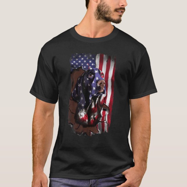 Deutsche Kurzfahne Amerikanische Fahne 4. Juli T-Shirt (Vorderseite)