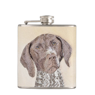 Deutsche kurzhaariger Zeiger-Malerei - Hundekunst Flachmann
