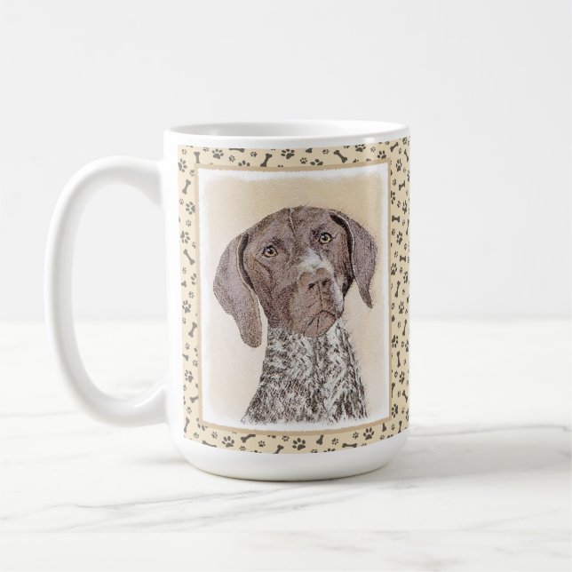 Deutsche kurzhaariger Zeiger-Malerei - Hundekunst Kaffeetasse (Links)